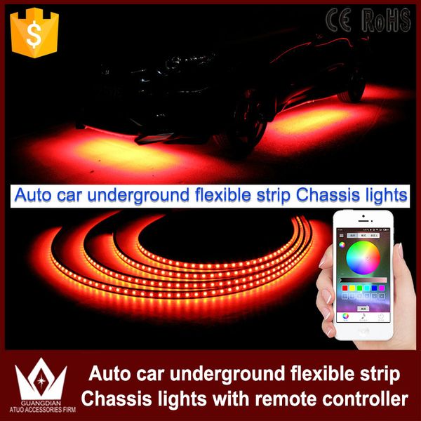 

tcart управления app 90 / 120см автомобиля rgb светодиодные ленты led под автомобиля glow днищ система неоновый свет водонепроницаемый авто