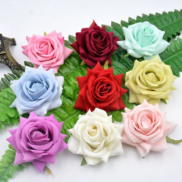 100 pcs 8 cm bela geométrica rosa de seda artificial rose flower para festa de casamento em casa sala de decoração do carro diy shoes chapéus acessórios flor