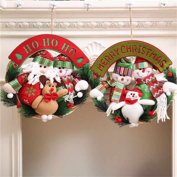 

merry christmas cloth hanging decorations door window xmas hanging pendant snowman santa claus elk christmas decors ornaments