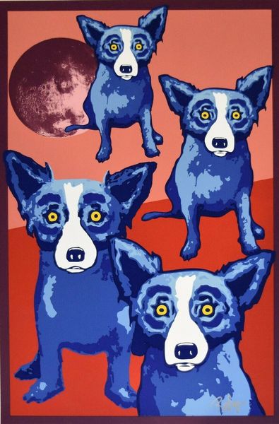 

джордж rodrigue голубого собаки vagabond moon home decor расписанная hd печать картина масло на холст wall art холст картинки 200114