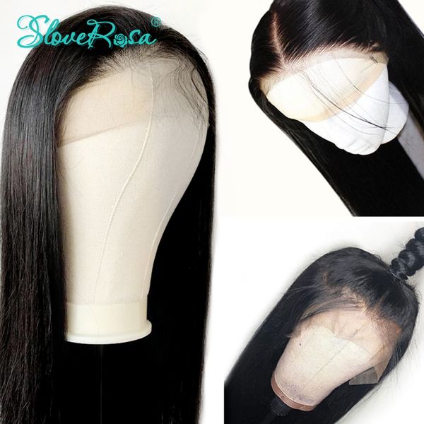 

150% density straight 360 lace frontal human hair wigs for black women brazilian remy hair bleached knots pre plucked sloverosa, Black;brown