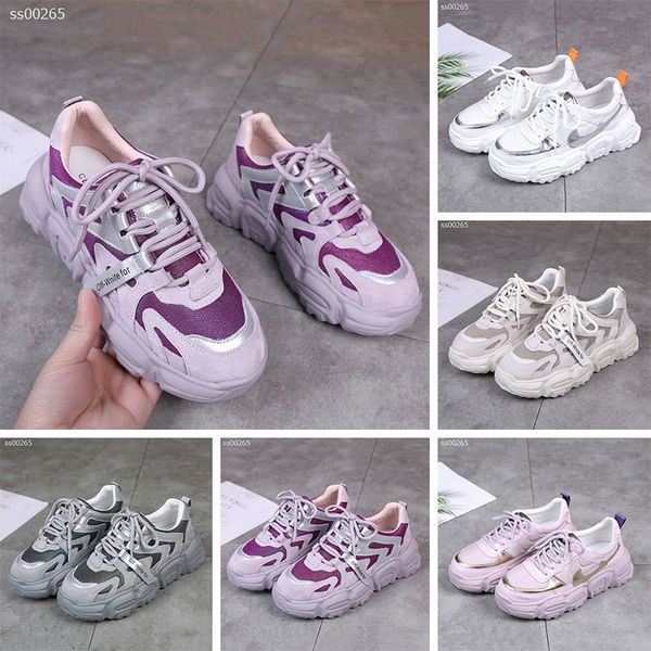 

women's shoes 2020 spring new stitching fashion lace-up luxury wild sports shoes women non-slip thick bottom sports leather shoes