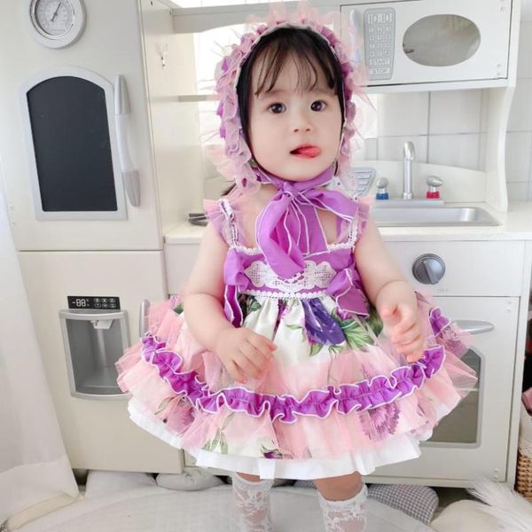 

3pcs baby girls clothes spanish vintage lolita princess ball gown lace bow print cute dress for girl birthday easter dress y3170, Red;yellow