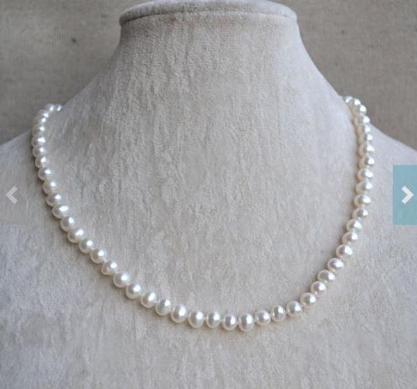 

unique pearls jewellery store white pearl necklace 18inches 7mm genuine freshwater pearl necklace wedding gift women jewelry, Silver