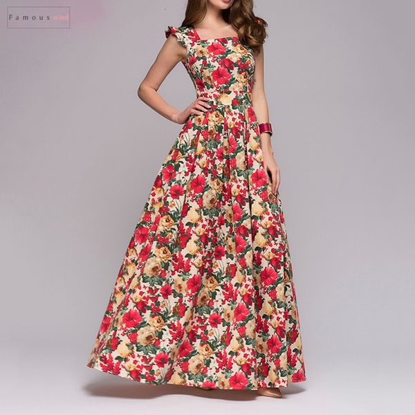

printing women party dress 2019 popular sleeveless square collar long vestidos women elegant summer dress designer clothes, Black;gray