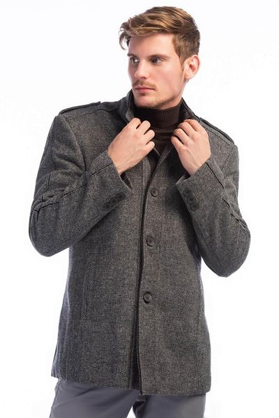 

dewberry male pattern gray overcoat-1020001p8358, Black;brown