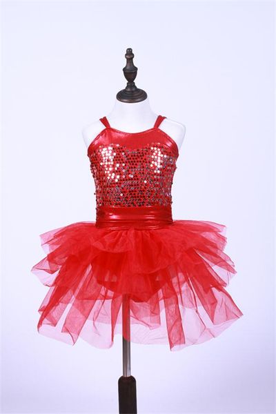 

children ballet dance dress girls latin dancing skirt kids dance performance sequins stage performance costumes d-0450, Black;red