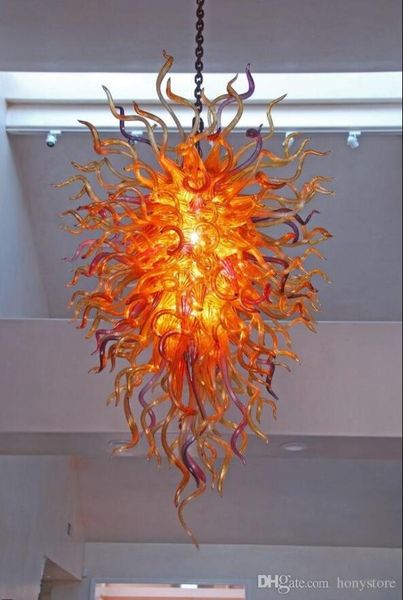 

fancy europe design hand blown murano glass lamps art chandelier sun rise red pretty hanging lamp fixtures
