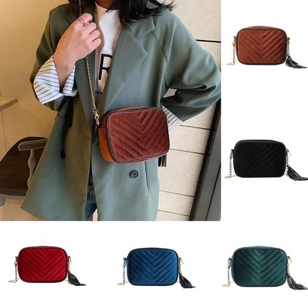 

suede casual wild shoulder crossbody bag for women new fashion suede chain tassels casual wild bag shoulder messenger
