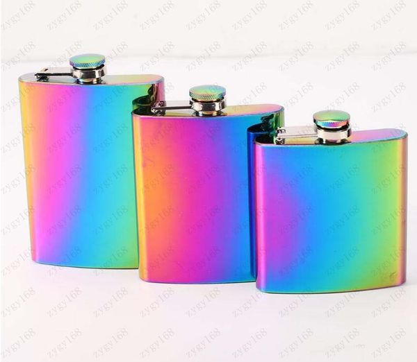 

stainless steel wine pot multi-specification gold colour- plated gradient color round flask flagon portable hip flasks ing