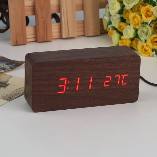 

4 colors large size led wooden alarm clocks with rectangle table clocks digital clock classic led wooden