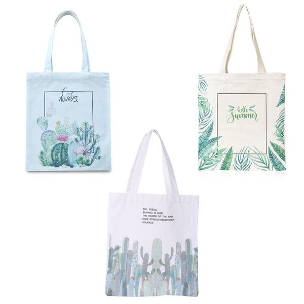 

cactus canvas tote bag shoulder bag reusable shopping handbags