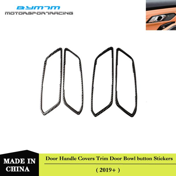 

real carbon fiber door handle covers trim door bowl button stickers decoration trim for bmw 3 series g20 325 330 335