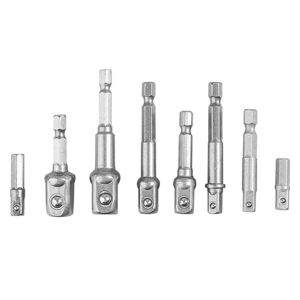 

8pcs/set hexs shank to square socket drill bits extension bar set pneumatic socket adapter 1/4in 3/8in 1/2in conversion rod ww