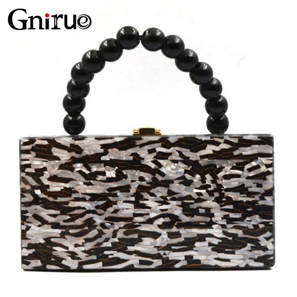 

new fashion crack black white shell acrylic women wallet clutch purses box messenger bags wedding party evening chain handbags