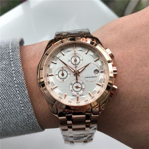 

высокое качество лучших марок мужские часы все под-таблицы работы роскошные часы кварцевые автоматические часы мода горячие продажи, Slivery;brown