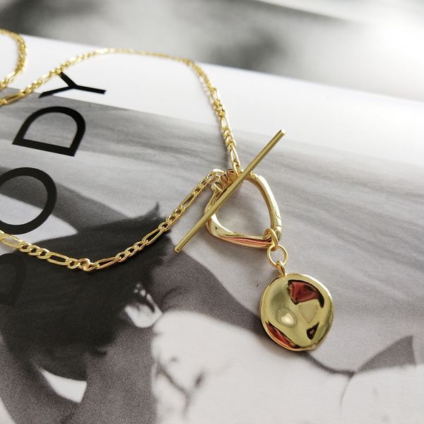 

louleur 925 sterling silver irregular buckle pendant necklace gold industrial wind creative necklace for women fine jewelry gift