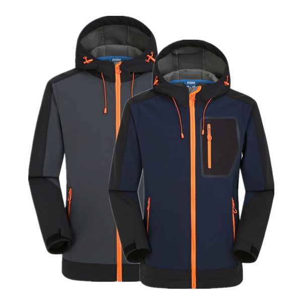 

men polar fleece jacket windproof waterproof softshell outdoor men's windbreaker coat climbing trekking hiking jackets cyf076, Blue;black