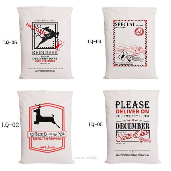 

christmas bag 10pc/lot santa sacks drawstring canvas bag party decorations large stocking personalized kids gift toy sack