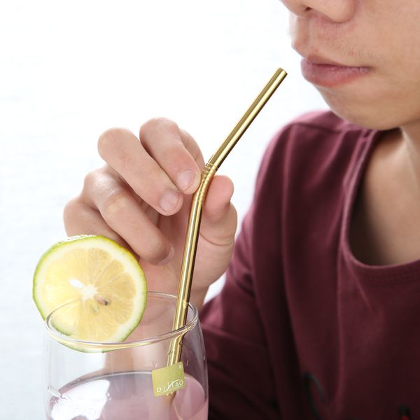 

party straws for 20 oz / 30 oz cups 1pc long multicolor stainless steel straws home bar reusable colored metal tubes l0419