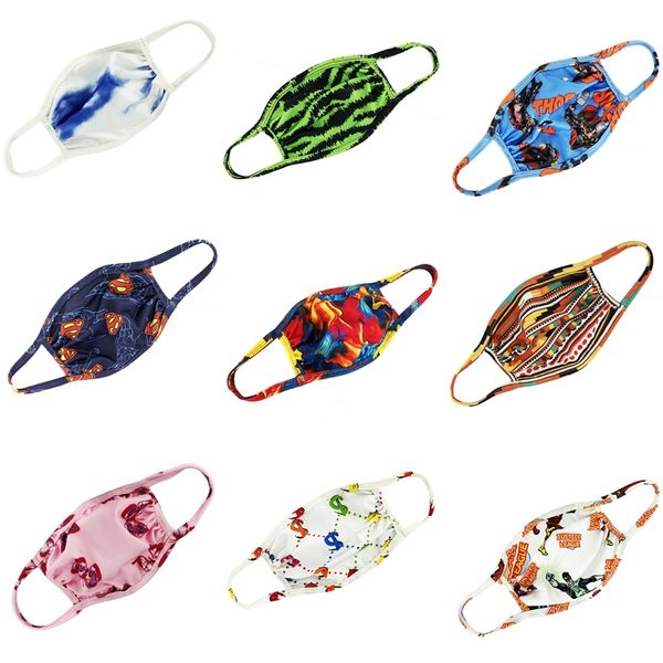 

ice silk breathing valve mask anti dust adjustable face masks kids reusable mouth muffle designer printed mask 5 colors cca12051 #403, Black