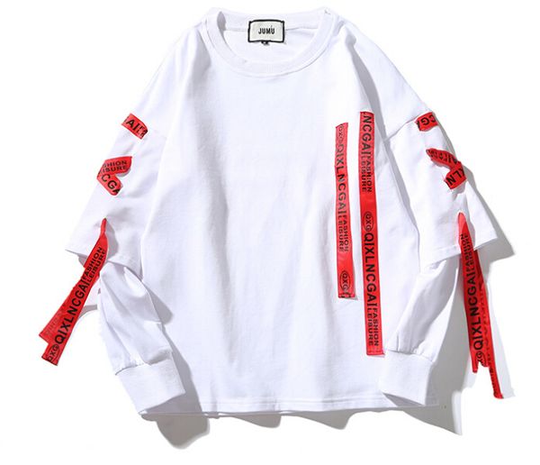 

мужские поддельные две части свободные о-образным вырезом толстовки женщины пуловеры кофты любители high street зима осень модная одежда тол, Black