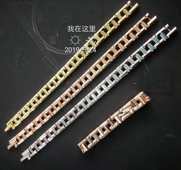 

new design t true bracelet luxurious brand jewelry rose gold silver gold link chain hardware bracelet for women men 18cm, Black