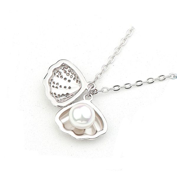 

onequarter shell shaped zircon pearl necklaces for women temperament sterling silver s925 necklaces friend new