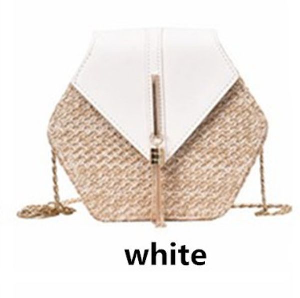 

new 8 colour hexagon mulit style straw+leather handbag women summer rattan bag handmade woven beach circle bohemia shoulder bag new fashion