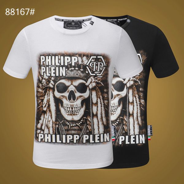 

skull tide brand star graffiti men's round neck t-shirt music festival hip hop fashion new skull black and white streetwear t-shirt, White;black