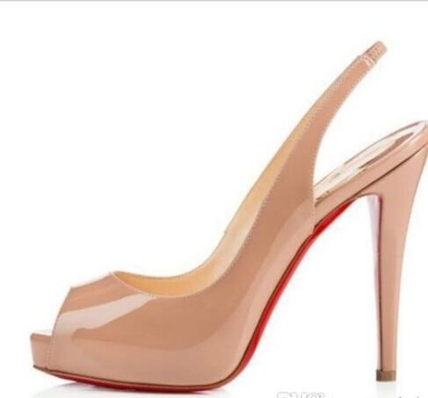 

высочайшее качество большой размер 34-44 платформы женщины red bottom высокие каблуки peep toe женщин обувь черный лакированной кожи чрезвыч, Black