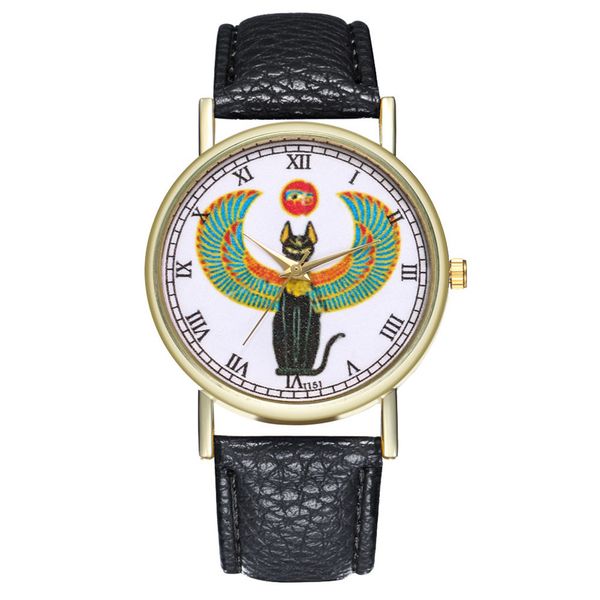 

genvivia забавный кот смотреть женская мода повседневная кожаный ремешок аналоговый кварцевые круглые часы женские часы montre femme, Slivery;brown