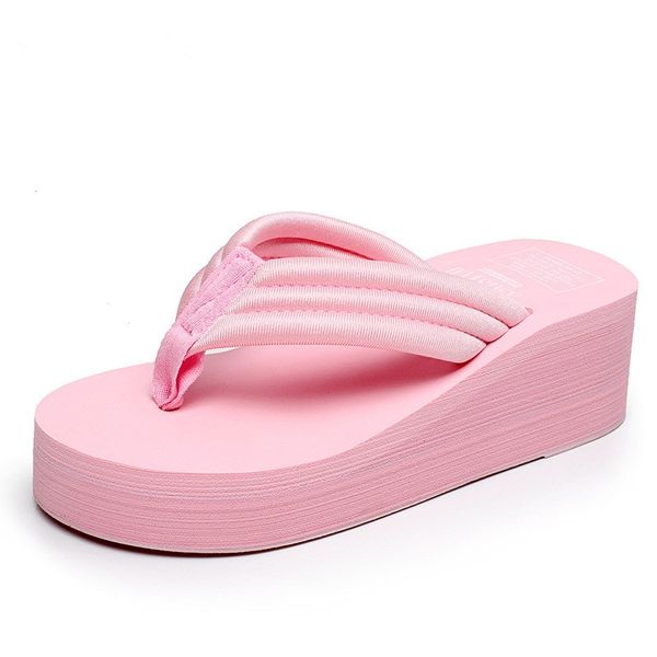 

summer shoes women high heels platform beach slippers slip on flip flops ladies wedges bohemia soft slippers mujer, Black