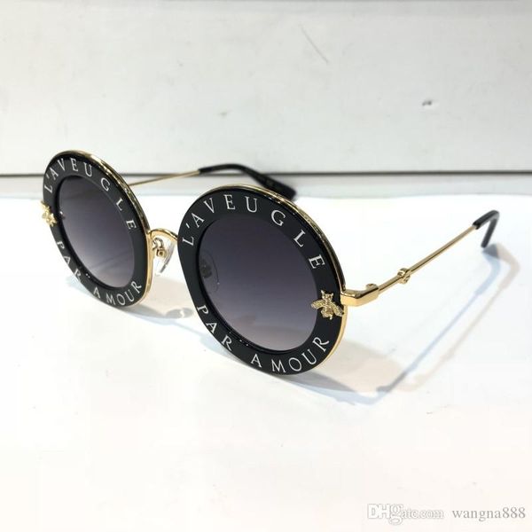 

luxury 0113s sunglasses for women fashion 0113 designer round summer style black gold frame uv protection lens come with case