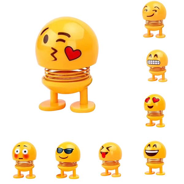 

kongyide car ornaments 8pcs creative auto car decoration jewelry spring shaking head doll expression pack yellow dropship m6