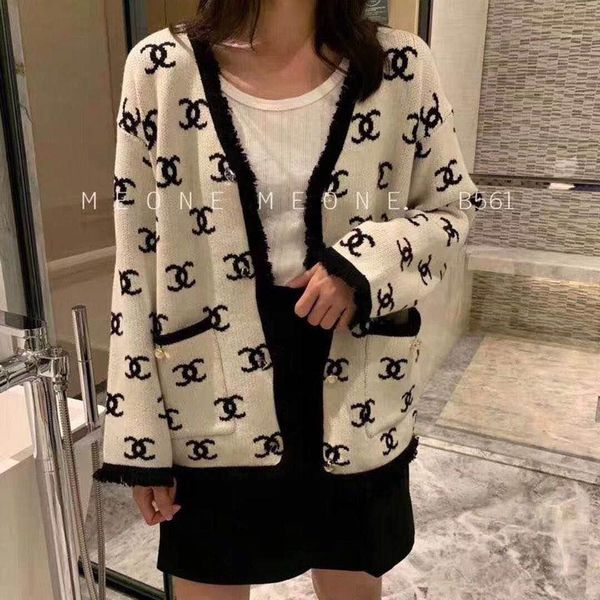 

2020 самая последняя вязаная женская верхняя одежда, повседневная мода свободный дизайн мода темперамент свитер, свободный от почтовых расхо, White;black