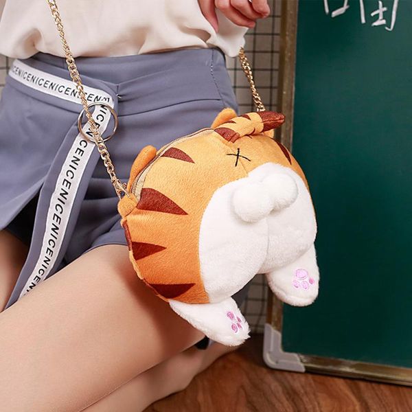 

cute cat summer shoulder bags for women 2020 students plush crossbody bags funny purse handbag bolsa feminina