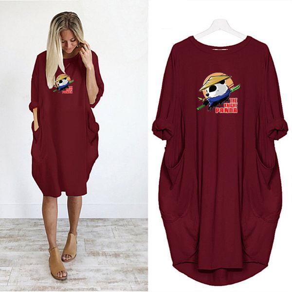 

2020 new s/s women fashion printed long sleeve dresses five colors shirts dress womens plus size dresses size s-5xl, Black;gray