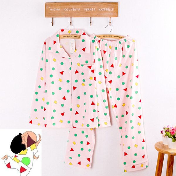 

xing yy japanese-style pajamas female summer pure cotton long-sleeve suit crayon celebrity style women's tracksuit cotton two-pi
