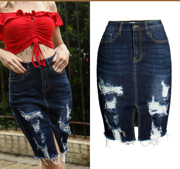 

2019 новая осень повседневная кисточки ковбой джинсовая юбка половина тела женщина, Black;gray