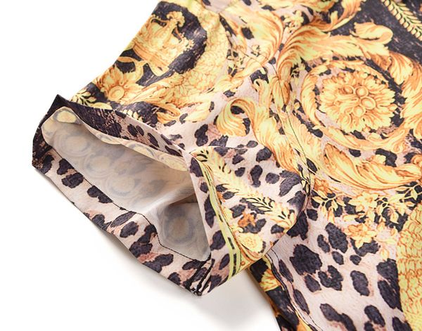 

мода дикого печати hip hop рубашка с коротким рукавом топы кнопки up mens ретро-клуб fit hipster leopard африканский трайбл для мужчин, White;black