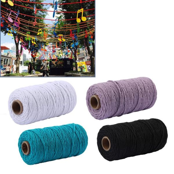 

100m 3мм цветные natural cotton rope шнур струнный craft diy домашний текстиль, Black;white