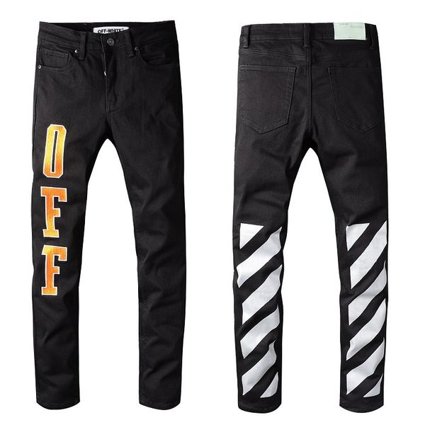 

новое поступление мужские дизайнерские джинсы краска стиль стирка джинсы мода черные полосы мужские джинсы мотоцикл байкер причинно хип хоп, Blue