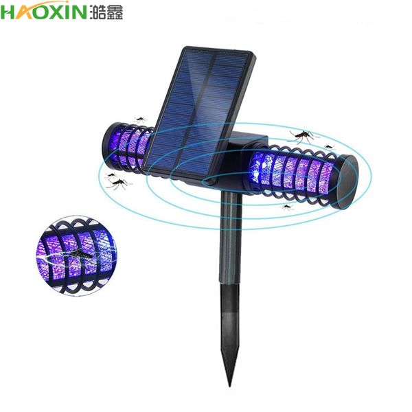 

haoxin solar mosquito killer lamp outdoor waterproof uv led lawn light villa ground garden light bug zapper mosquito lighting fly bug