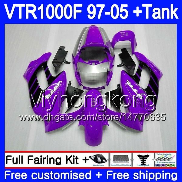 Corpo nero viola per HONDA VTR1000F SuperHawk 97 98 99 03 04 05 256HM.38 VTR 1000 F 1000F VTR1000 F 1997 1998 1999 2003 2004 2005 Carena