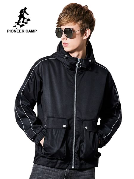 

pioneer camp 2019 autumn bomber solid jacket men casual spring sportswear brand-clothing mens jackets for male coats ajk901177, Black;brown