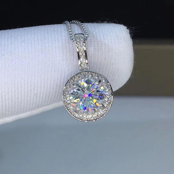 

round silver moissanite pendants 1ct d vvs moissanite weding pendants for women