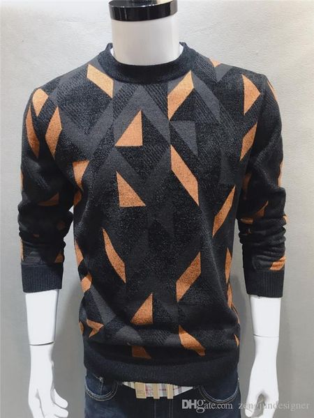 

мужская осень дизайнер свитера плед печати crew neck с длинным рукавом мода стиль одежды homme люксовый бренд повседневной одежды, White;black