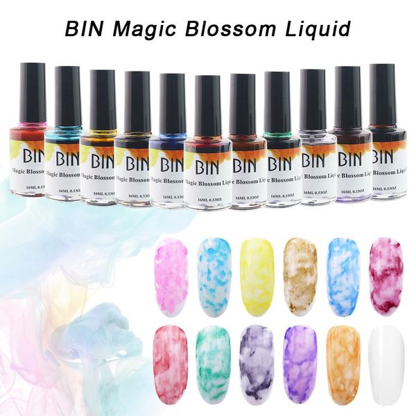 

16ml magic bloom nail polish manicure smudge set watercolor ink flower marble dye manicure art watercolor nail blooming