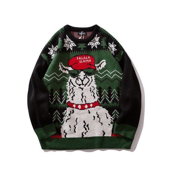 

harajuku retro knitted sweater mens hip hop pullover sweater streetwear male fashion autumn 2019 cotton, White;black